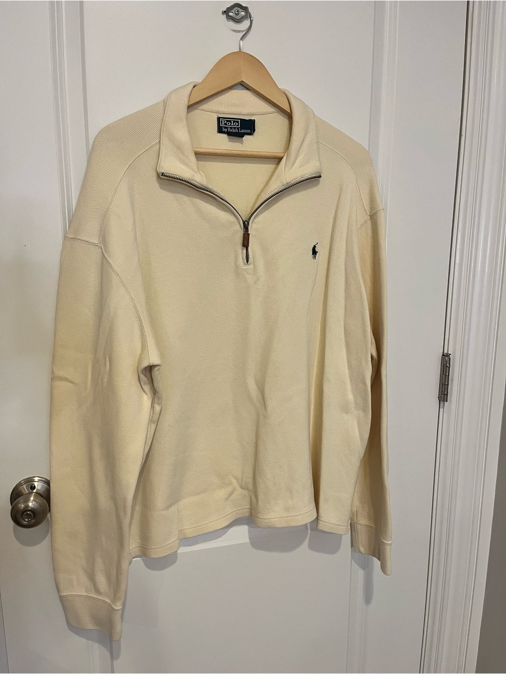 Polo by Ralph Lauren Cream Half-Zip Pullover- Large